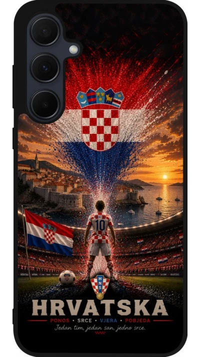 Coque Samsung Galaxy A35 5G - Silicone rigide noir Football Croatie splash 2026