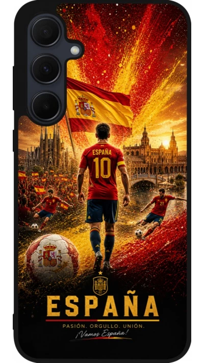 Coque Samsung Galaxy A35 5G - Silicone rigide noir Football Espagne splash 2026