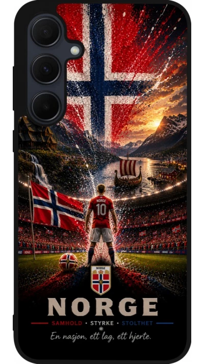 Coque Samsung Galaxy A35 5G - Silicone rigide noir Football Norvège splash 2026