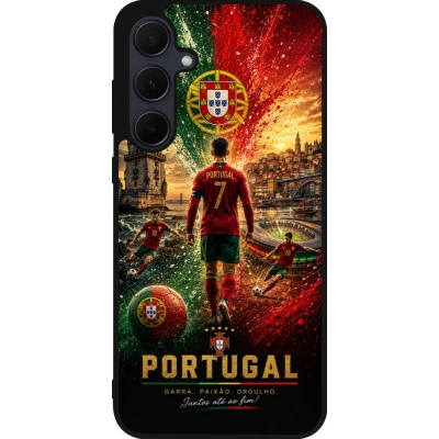 Samsung Galaxy A35 5G Case Hülle - Silikon schwarz Fussball Portugal splash 2026