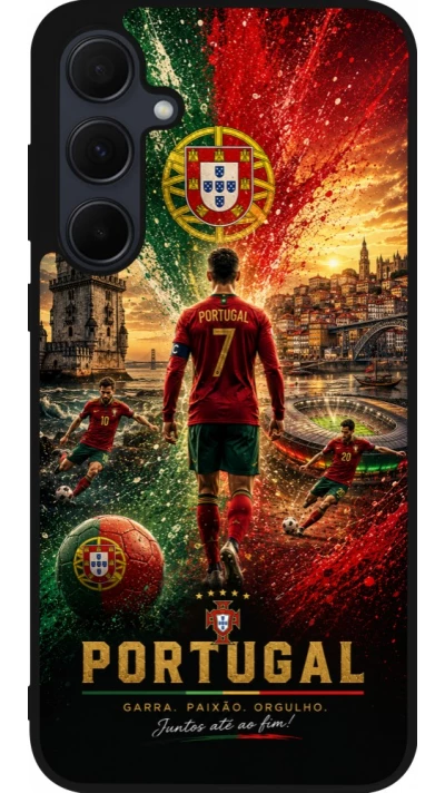 Coque Samsung Galaxy A35 5G - Silicone rigide noir Football Portugal splash 2026