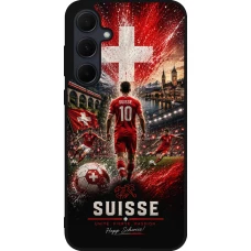 Coque Samsung Galaxy A35 5G - Silicone rigide noir Football Suisse splash 2026