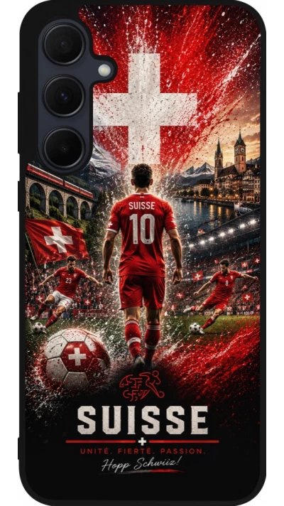 Coque Samsung Galaxy A35 5G - Silicone rigide noir Football Suisse splash 2026