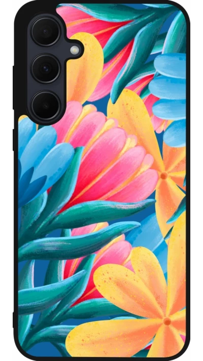 Coque Samsung Galaxy A35 5G - Silicone rigide noir Spring 23 colorful flowers