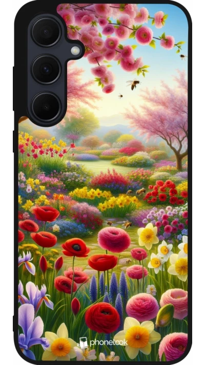 Coque Samsung Galaxy A35 5G - Silicone rigide noir Spring 25 Bouquet printemps