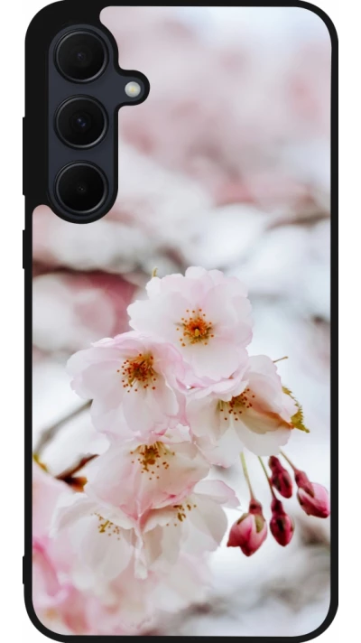 Coque Samsung Galaxy A35 5G - Silicone rigide noir Cherry tree Spring 2026
