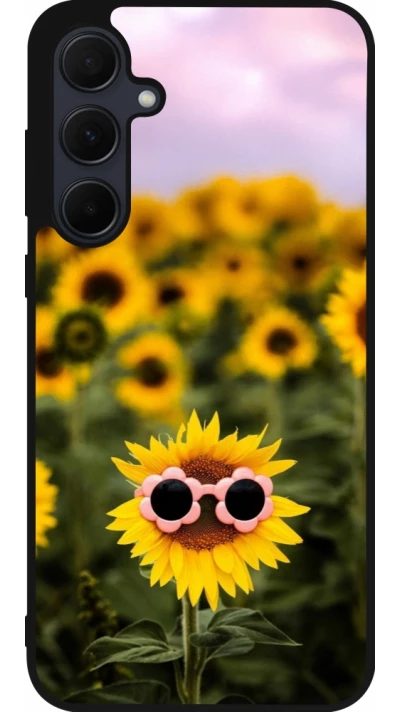 Coque Samsung Galaxy A35 5G - Silicone rigide noir Sunflower with glasses Spring 2026