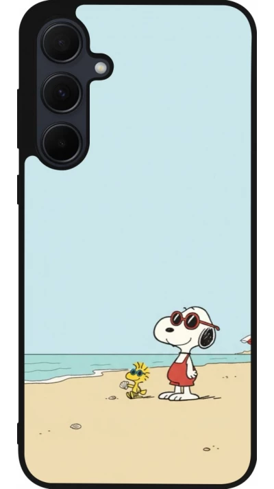 Coque Samsung Galaxy A35 5G - Silicone rigide noir Snoopy on the beach Summer 2026