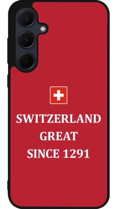Coque Samsung Galaxy A35 5G - Silicone rigide noir Switzerland Great Since 1291