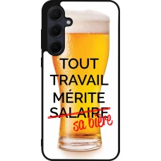 Coque Samsung Galaxy A35 5G - Silicone rigide noir Tout travail mérite sa bière