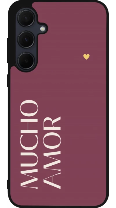 Coque Samsung Galaxy A35 5G - Silicone rigide noir Valentine 2024 mucho amor rosado