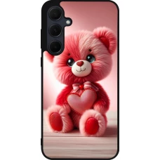 Coque Samsung Galaxy A35 5G - Silicone rigide noir Valentine 2024 Ourson rose