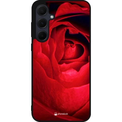 Samsung Galaxy A35 5G Case Hülle - Silikon schwarz Valentine 2022 Rose