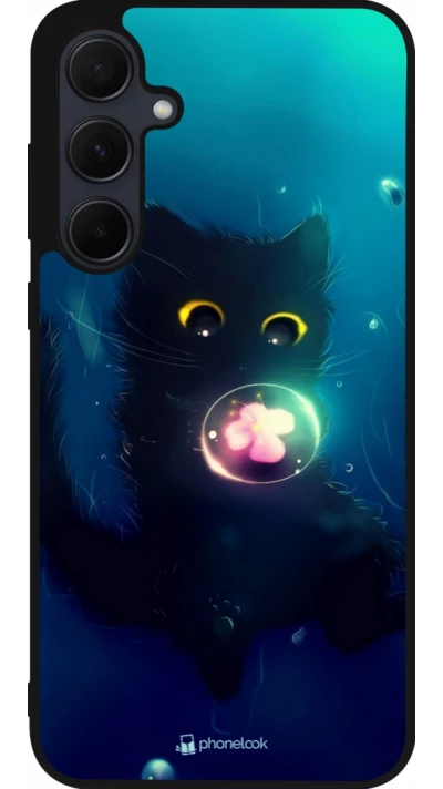 Coque Samsung Galaxy A36 - Silicone rigide noir Cute Cat Bubble