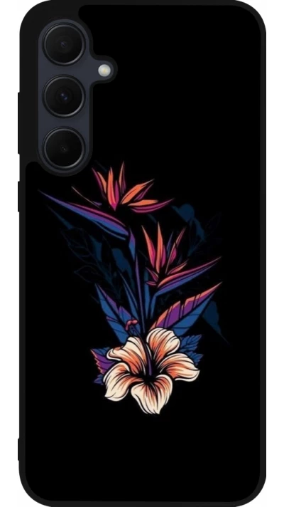 Coque Samsung Galaxy A36 - Silicone rigide noir Dark Flowers