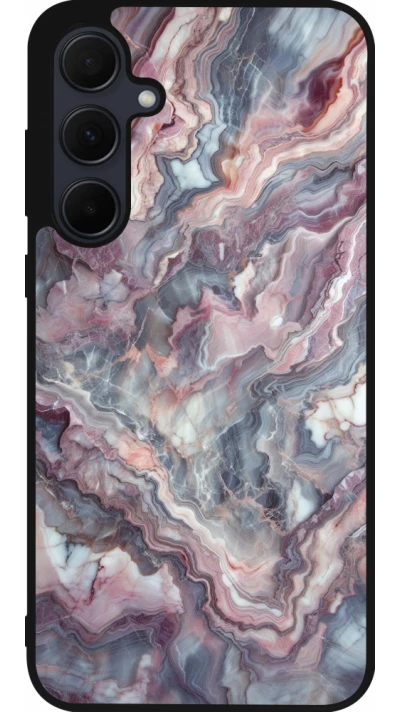 Samsung Galaxy A36 Case Hülle - Silikon schwarz Violetter silberner Marmor