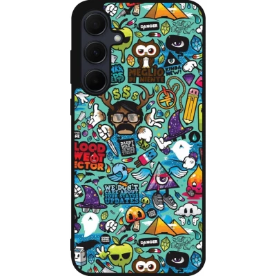 Coque Samsung Galaxy A36 - Silicone rigide noir Mixed Cartoons Turquoise