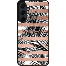 Samsung Galaxy A36 Case Hülle - Silikon schwarz Palm trees gold stripes