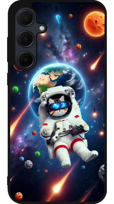 Coque Samsung Galaxy A36 - Silicone rigide noir VR SpaceCat Odyssey