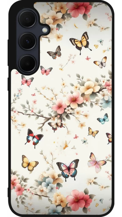 Coque Samsung Galaxy A36 - Silicone rigide noir Spring 25 Papillons Légers