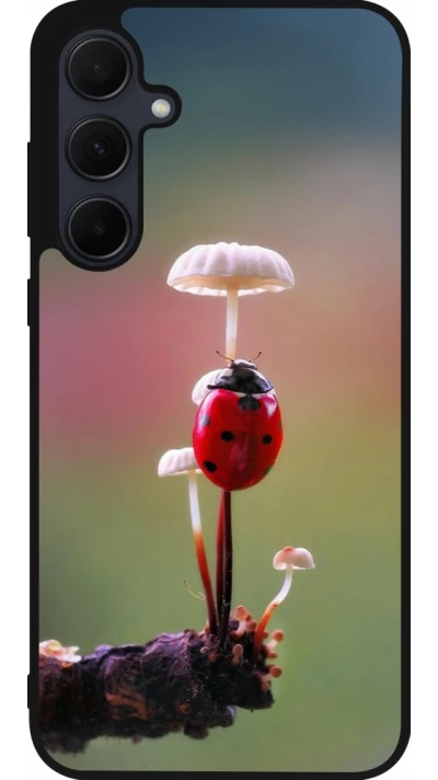 Samsung Galaxy A36 Case Hülle - Silikon schwarz Ladybird on a mushroom Spring 2026