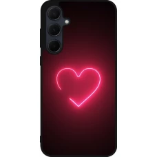 Coque Samsung Galaxy A36 - Silicone rigide noir Valentine 2023 single neon heart