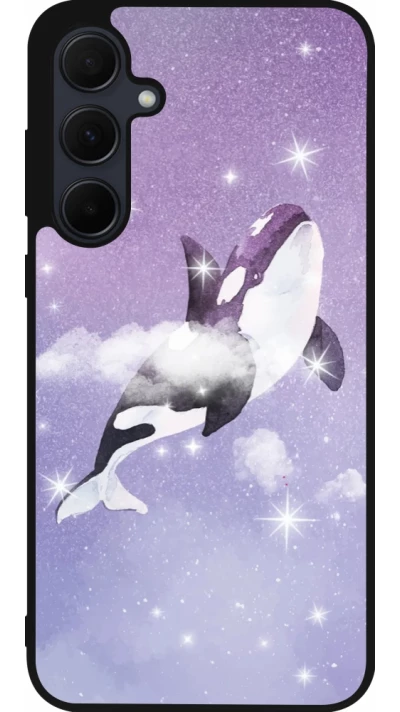 Coque Samsung Galaxy A36 - Silicone rigide noir Whale in sparking stars