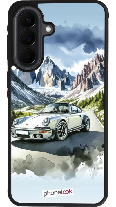 Samsung Galaxy A37 Case Hülle - Silikon schwarz Porsche 911 Berg Aquarell