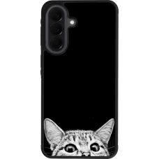 Coque Samsung Galaxy A37 - Silicone rigide noir Cat Looking Up Black