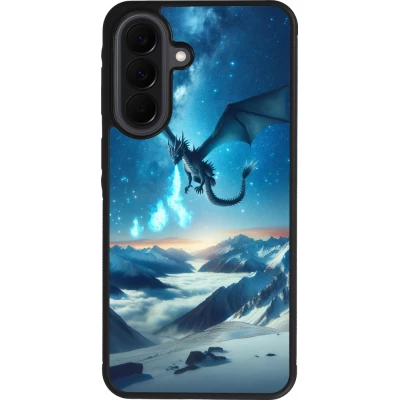 Coque Samsung Galaxy A37 - Silicone rigide noir Dragon nocturne montagne