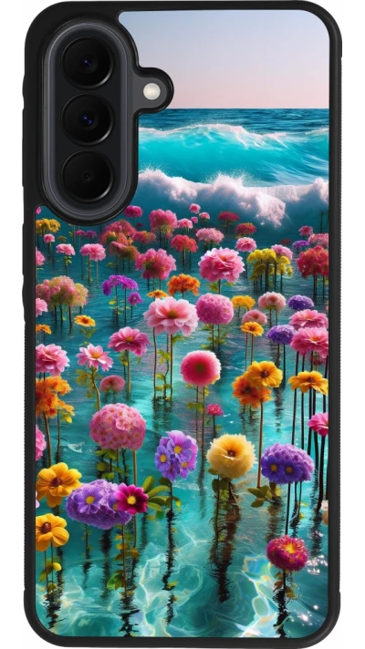 Coque Samsung Galaxy A37 - Silicone rigide noir Flower sea waves