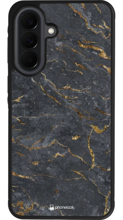 Coque Samsung Galaxy A37 - Silicone rigide noir Grey Gold Marble