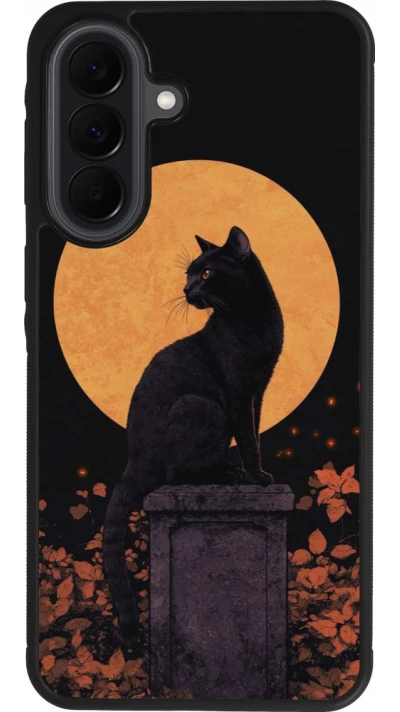 Samsung Galaxy A37 Case Hülle - Silikon schwarz Halloween 2026 Cat Art Nouveau