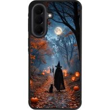 Samsung Galaxy A37 Case Hülle - Silikon schwarz Halloween 2026 Witch with a cat