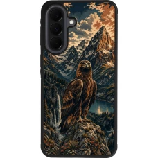 Samsung Galaxy A37 Case Hülle - Silikon schwarz Linocut Steinadler
