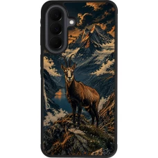 Samsung Galaxy A37 Case Hülle - Silikon schwarz Linocut Gämse
