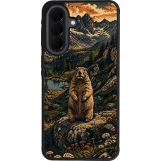 Coque Samsung Galaxy A37 - Silicone rigide noir Linocut Marmotte