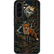 Coque Samsung Galaxy A37 - Silicone rigide noir Linocut Renard