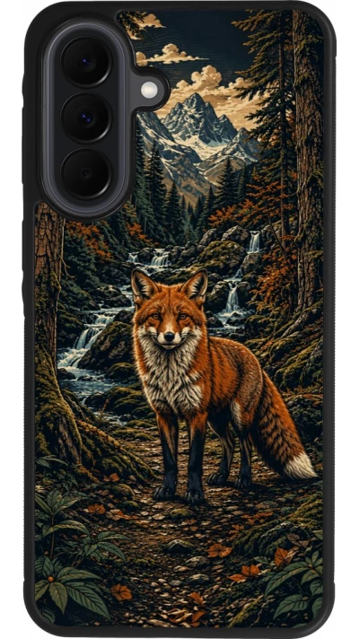 Coque Samsung Galaxy A37 - Silicone rigide noir Linocut Renard
