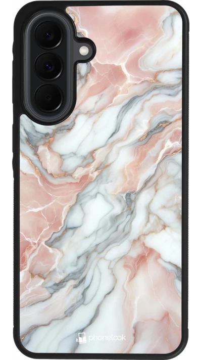 Samsung Galaxy A37 Case Hülle - Silikon schwarz Rosa Leuchtender Marmor