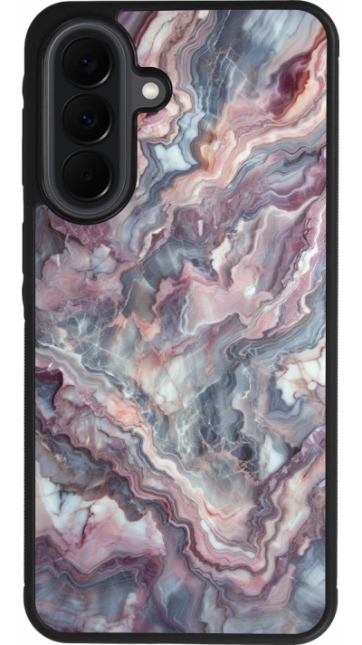 Samsung Galaxy A37 Case Hülle - Silikon schwarz Violetter silberner Marmor