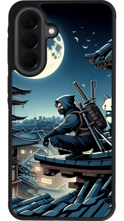 Samsung Galaxy A37 Case Hülle - Silikon schwarz Ninja unter dem Mond