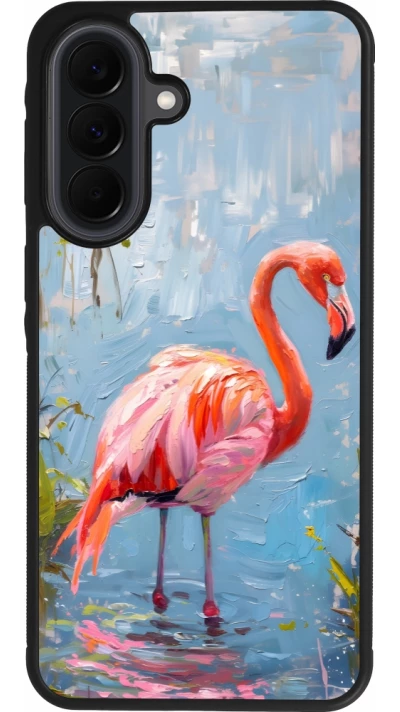Samsung Galaxy A37 Case Hülle - Silikon schwarz Paint Flamingo