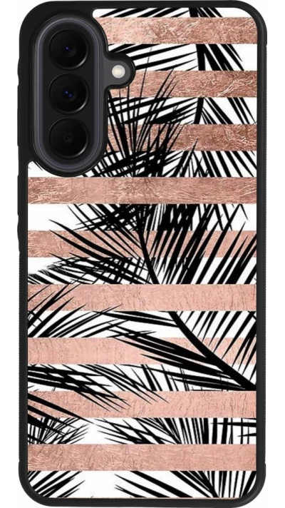 Samsung Galaxy A37 Case Hülle - Silikon schwarz Palm trees gold stripes