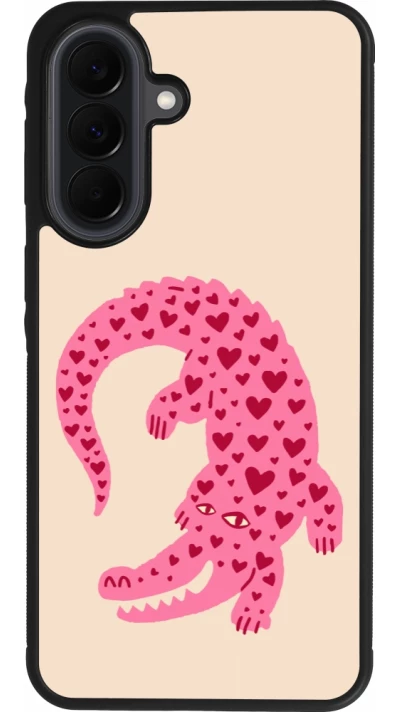 Samsung Galaxy A37 Case Hülle - Silikon schwarz Pink crocodile 2026
