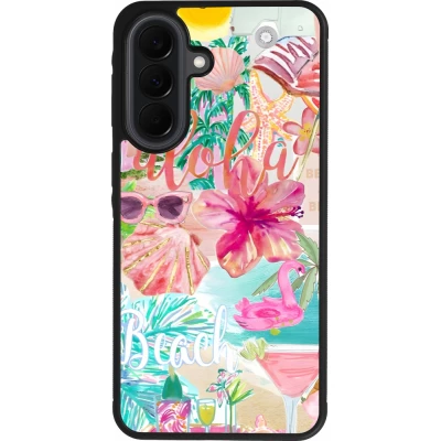 Samsung Galaxy A37 Case Hülle - Silikon schwarz Preppy Collage Aloha