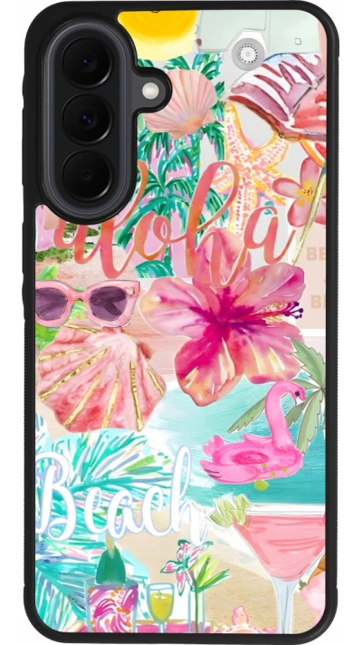 Samsung Galaxy A37 Case Hülle - Silikon schwarz Preppy Collage Aloha