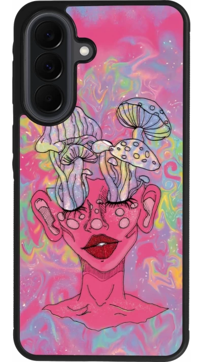 Samsung Galaxy A37 Case Hülle - Silikon schwarz Psychedelic pink mushroom