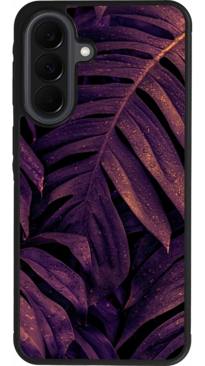 Samsung Galaxy A37 Case Hülle - Silikon schwarz Purple Light Leaves