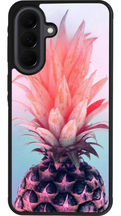 Samsung Galaxy A37 Case Hülle - Silikon schwarz Purple Pink Pineapple